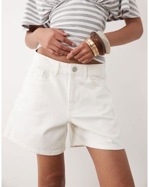 Vila High Waisted Denim Shorts - White