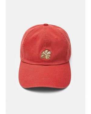 Pull&Bear Embroide Hibiscus Flower Cap - Red
