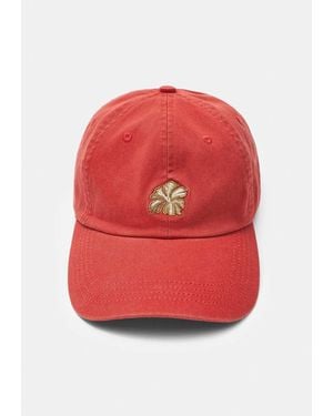 Pull&Bear Cappellino Con Fiori Di Ibisco Ricamati - Rosso