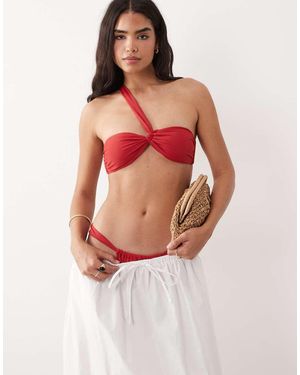 Mango Top Bikini Monospalla Incrociato Sul Davanti - Rosso
