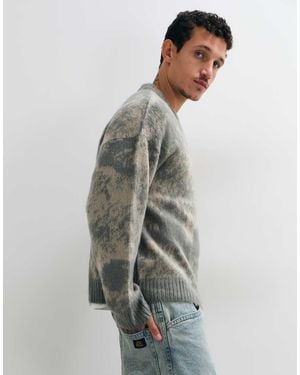 The Ragged Priest Fuzzy Glitch Camo Jumper - Grey