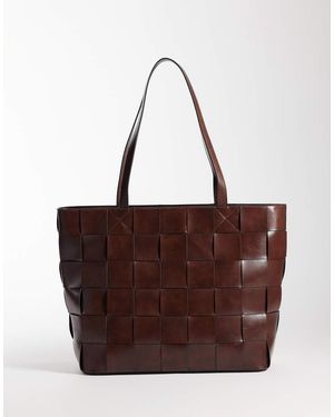 ASOS Embossed Weave Tote Bag - Brown