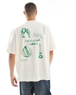 ASOS T-Shirt Oversize Crema Con Stampa Sul Retro - Bianco