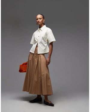 ASOS Dropped Waist Volume Midi Skirt - Gray