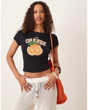 ASOS Baby Tee With Orange Fruit Graphic - Black