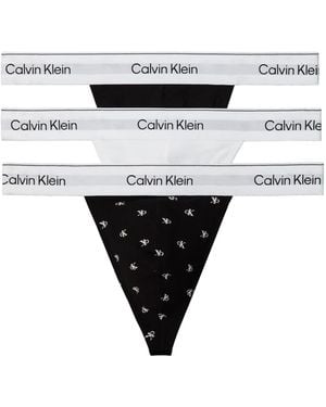 Calvin Klein Icon Cotton Stretch 3 Pack Thongs - White