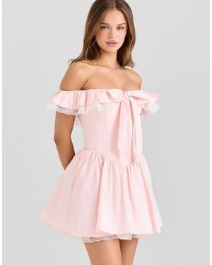 House Of Cb Jaide Stretch Cotton Off Shoulder Corset Mini Dress - Pink