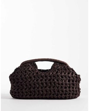 ASOS Crochet Straw Frame Clutch Bag - Black