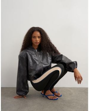 TOPSHOP Faux Leather Oversized Zip Up Bomber Jacket - Multicolor