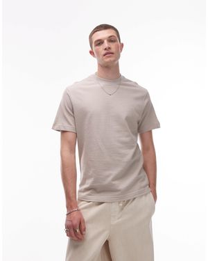 Mango – strukturiertes regular fit t-shirt - Grau