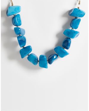 ASOS Necklace With Chunky Faux Semi-precious Stones - Blue