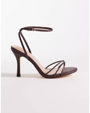 SEQWL Wide Fit Lolly Heeled Sandal - Brown