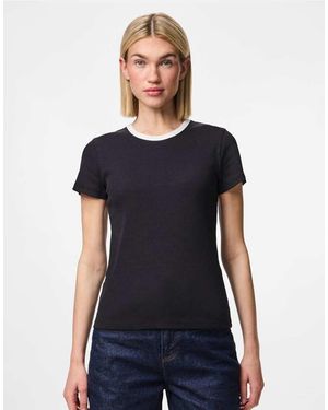 Pieces T-Shirt Nera - Blu