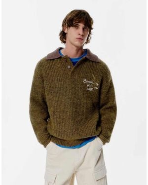 Pull&Bear Geborduurde Polotrui Met Lange Mouwen - Groen