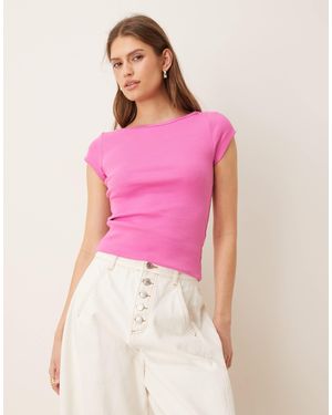 JJXX Ribbed Boat Neck Tee - Pink