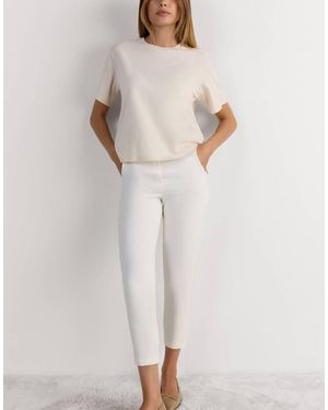 Intimissimi Boxy Fit Short-Sleeved Cotton Top - Natural