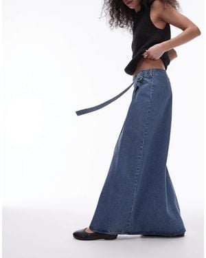 TOPSHOP Denim Maxi D Ring Skirt - Blue