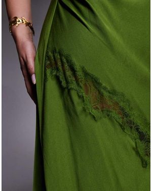 Forever New Kody Satin Lace Asymmetric Dress in Green | Lyst UK