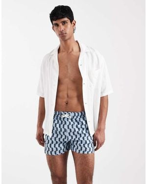 Aray Geo Print Swim Shorts - Blue