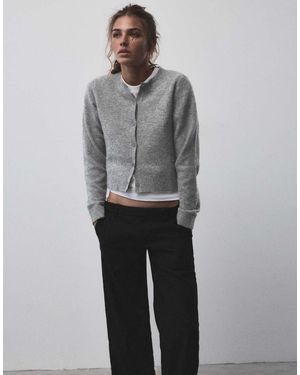 Pull&Bear Soft Knit Cardigan - Grey