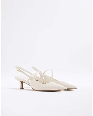 River Island Wide Fit Strappy Slingback Court Heels - White