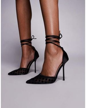 SIMMI Simmi London Mandisa Polka Dot Mesh Heeled Shoes - Brown