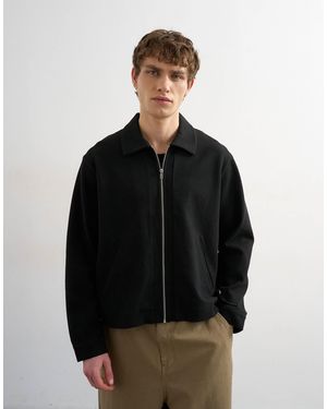 TOPMAN Premium Boxy Fit Jersey Jacket - Black