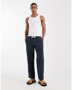 Hollister Cotton Linen Blend Loose Fit Trousers - Blue