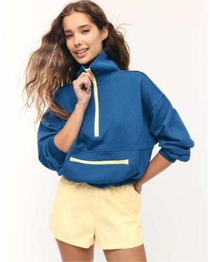 Stradivarius Contrast Zip Sweatshirt - Blue