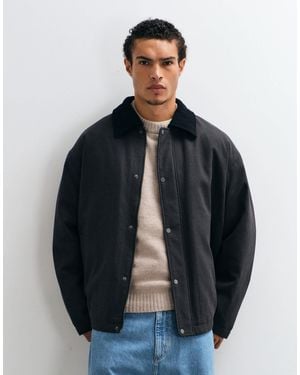 ASOS Karierte harrington-jacke mit kontrastkragen - Blau
