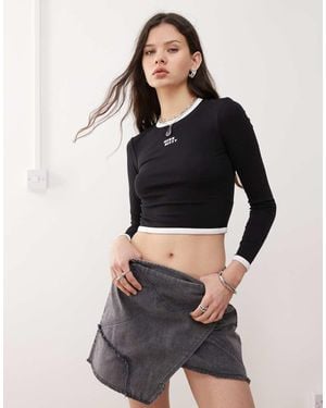 Miss Sixty Long Sleeve Ringer T-shirt - Black