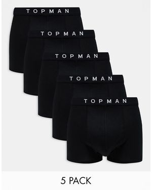 TOPMAN Pack De 5 Calzoncillos Negros Con Cinturilla Negra De