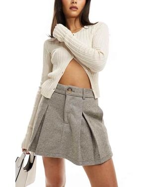In The Style X Perrie Sian Herringbone Skort With Pleat Detail - Grey