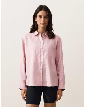 Oysho – relaxed-fit-hemd aus 100% leinen - Pink