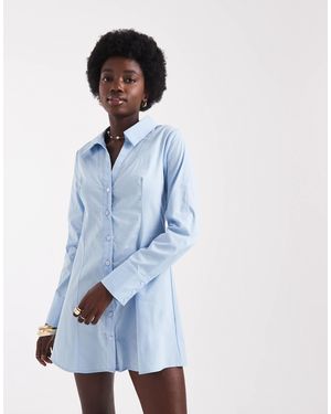 Miss Selfridge – figurbetontes hemdblusenkleid aus popeline - Blau