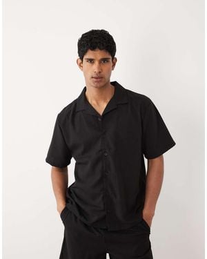 New Look Co-Ord Linen Look Boxy Shirt - Black