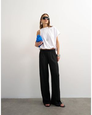 TOPSHOP Crinkle Jersey Wide Leg Trouser - White