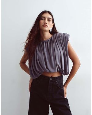 ARRANGE Camiseta Fruncida De Hombros Marcados En Carbón - Morado
