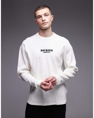 Dickies Waffle Long Sleeve T-shirt With Central Logo - Grey