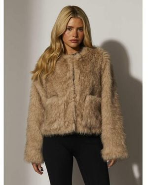 South Beach Faux Fur Double Pocket Jacket - Natural
