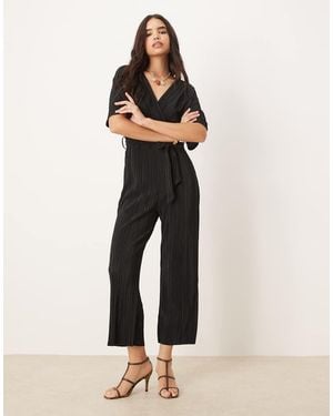 Y.A.S Plisse Wrap Front Jumpsuit - Natural
