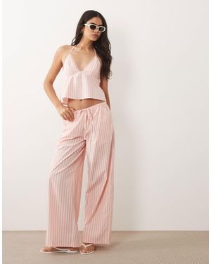 Missy Empire Missy Empire Cotton Blend Elasticated Waist Wide Leg Pants - Pink