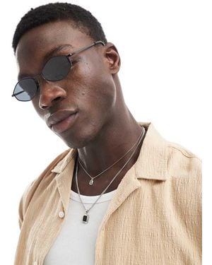 ASOS Gafas De Sol Negras Hexagonales Con Lentes Ahumadas De - Marrón