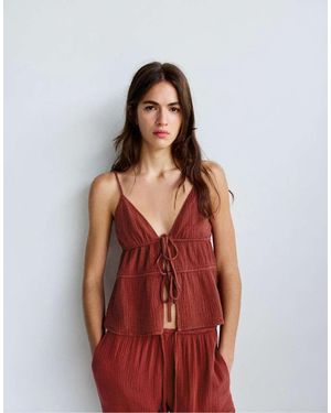 Pull&Bear Textured Strappy Top
