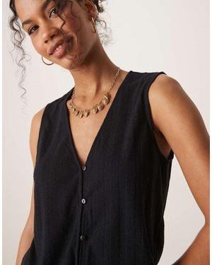 Vila Lightweight Rib Knit Sleeveless Waistcoat Co-ord - Black
