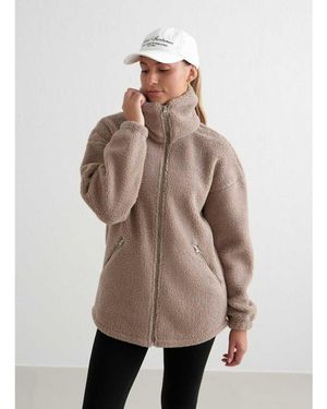 Aim'n Chaqueta Arcilla Oscuro Con Cuello Alzado Y Cremallera De Borreguito - Neutro
