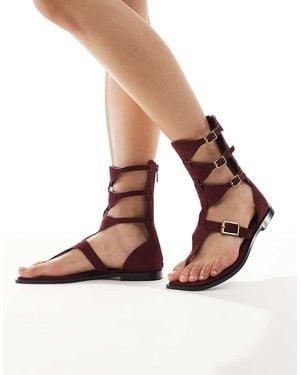 Stradivarius Sandali Gladiatore Color Lampone - Marrone