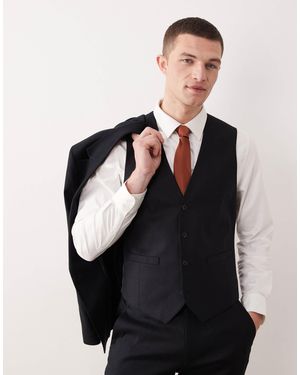 ASOS – anzugweste mit hohem leinenanteil - Schwarz