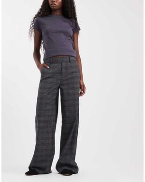 Object Pantaloni Sartoriali A Gamba Larga A Quadri Scuro - Blu