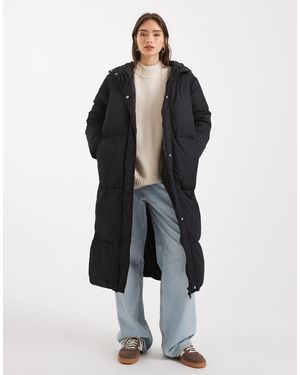 Threadbare Maxi Puffer Coat With Hood - Blue